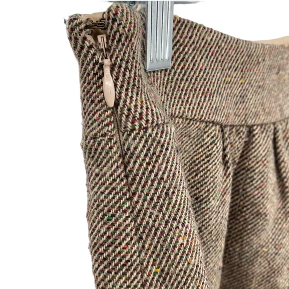 J.Crew Brown Tweed Wool Blend Mini Skirt Lined Slant Pockets Business Casual - Picture 6 of 9